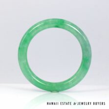 Mottled Green Jadeite Jade Bangle Bracelet Size 8
