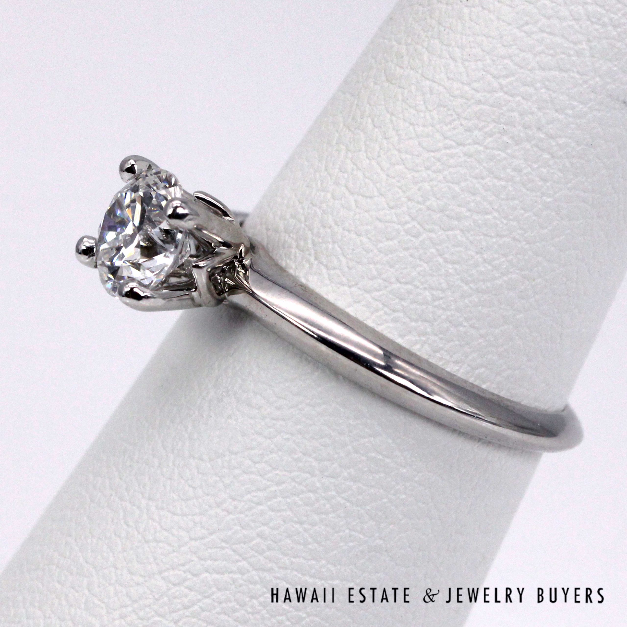 GIA 1CT Round Brilliant Natural Diamond Platinum Engagement Ring Sz 7 - Image 5