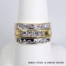 Vintage 1.25ctw Diamond 18K Two-Tone Gold Gents Ring Size 9