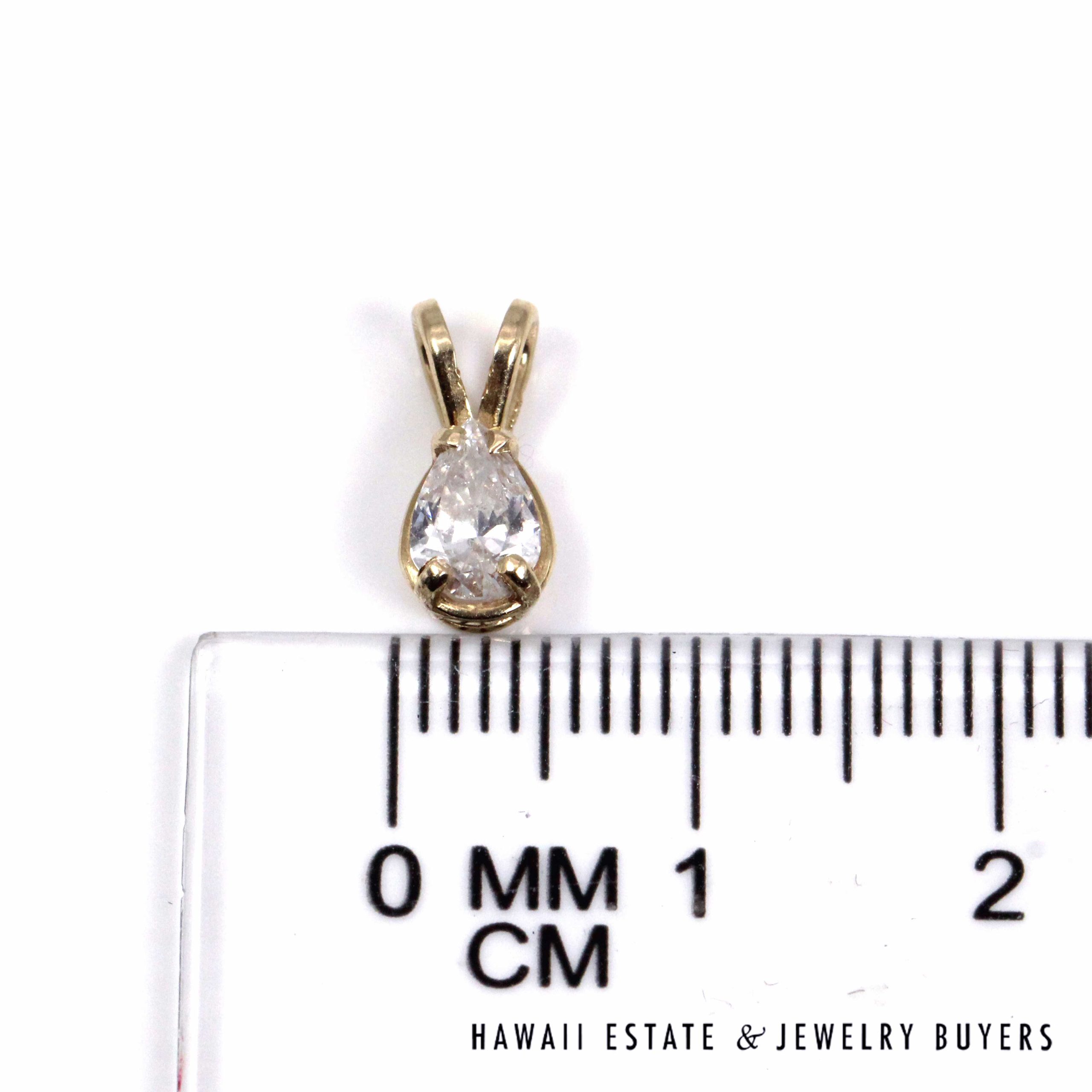 0.43ct Pear Shaped SI2/GH Diamond 14K Yellow Gold Pendant - Image 9