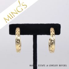Ming's Hawaii 34mm Bird in Plum 14K Yellow Gold Open Hoop Earrings
