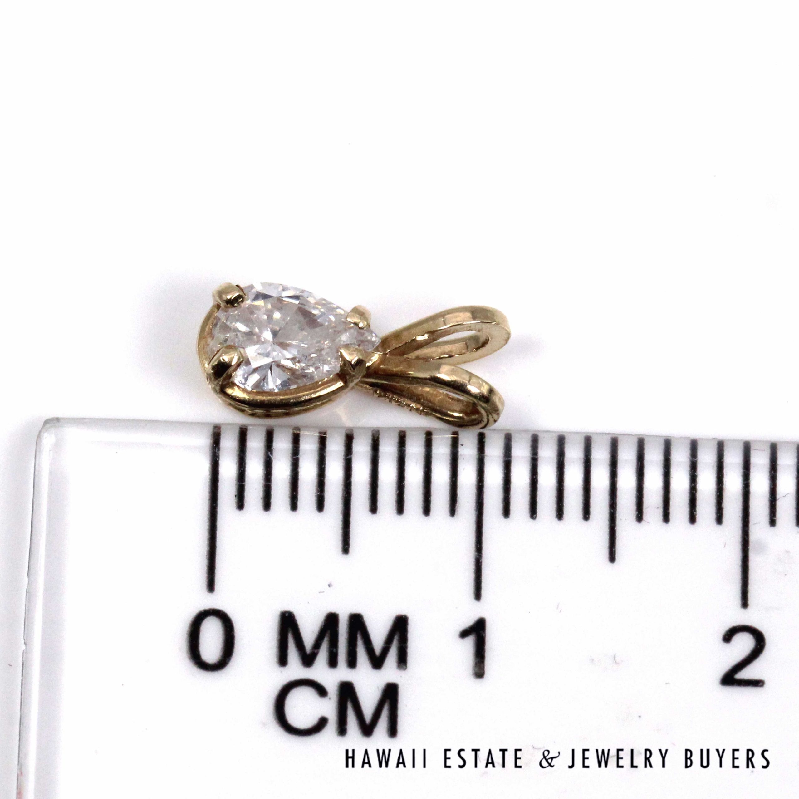 0.43ct Pear Shaped SI2/GH Diamond 14K Yellow Gold Pendant - Image 8