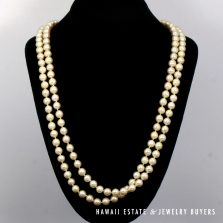 8-8.5mm Round Cultured Pearl 14K Yellow Gold Clasp Necklace 53 Inch