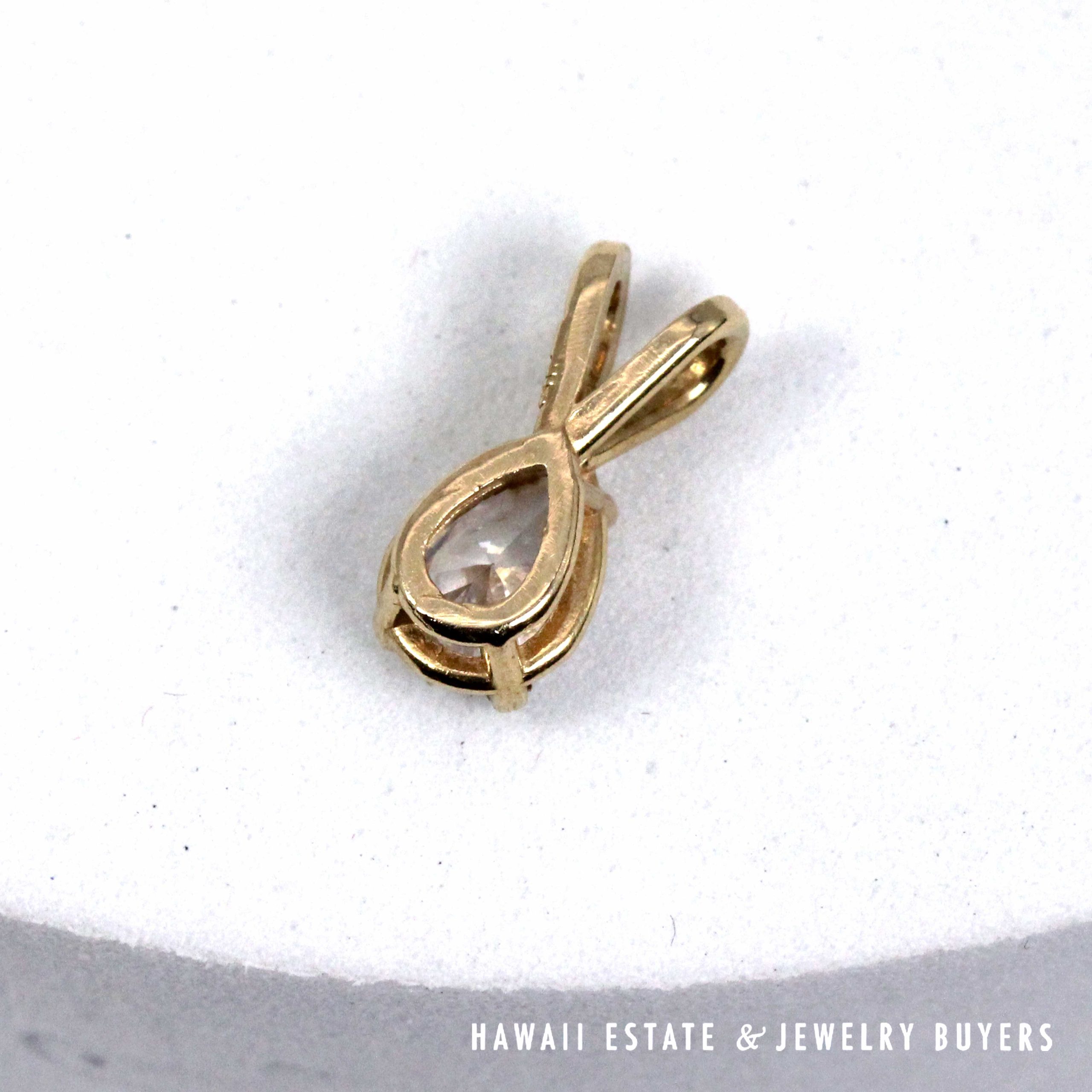 0.43ct Pear Shaped SI2/GH Diamond 14K Yellow Gold Pendant - Image 4