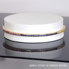 5ctw Tri-Color Sapphire 14K Yellow Gold Tennis Bracelet Size 6.75