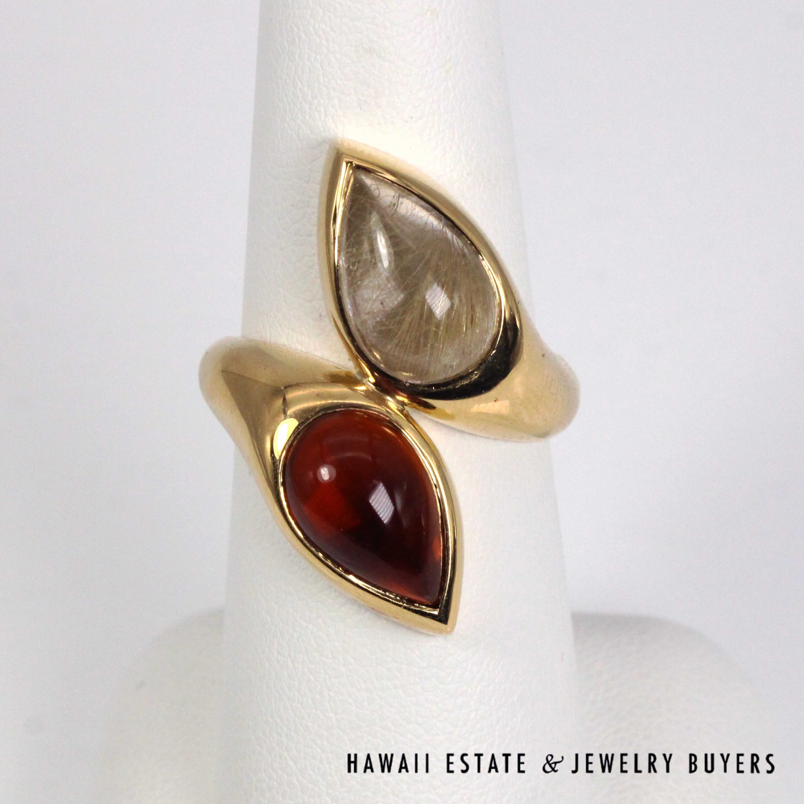 Bvlgari 5ctw Quartz & Madeira Vintage Moi Et Toi 20K Yellow Gold Ring Size 7.25 - Image 2