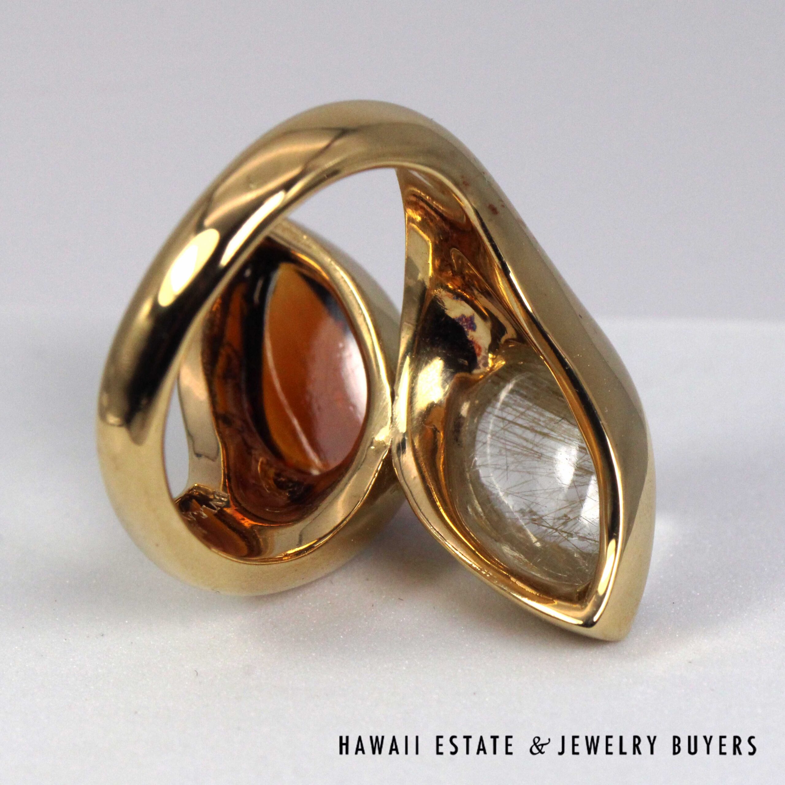 Bvlgari 5ctw Quartz & Madeira Vintage Moi Et Toi 20K Yellow Gold Ring Size 7.25 - Image 7