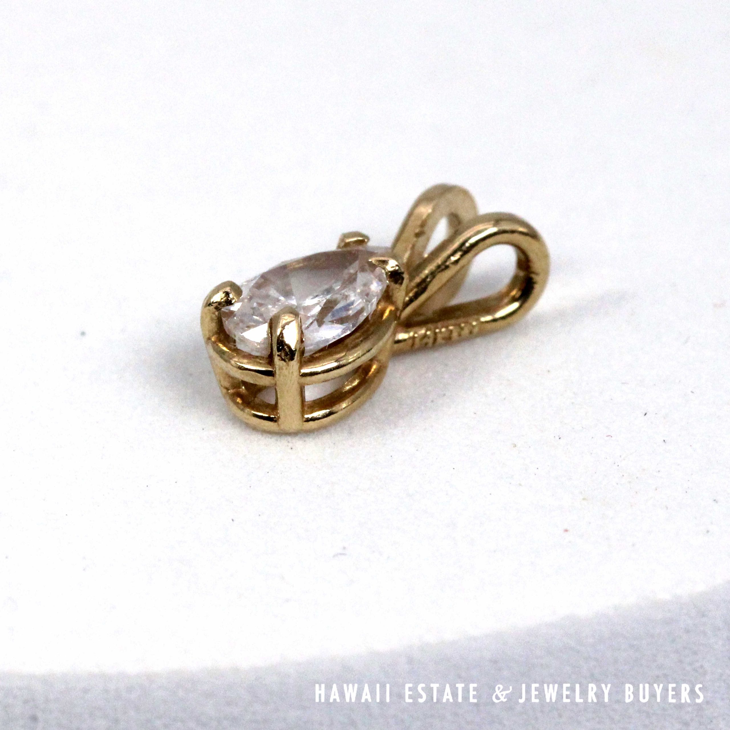 0.43ct Pear Shaped SI2/GH Diamond 14K Yellow Gold Pendant - Image 2