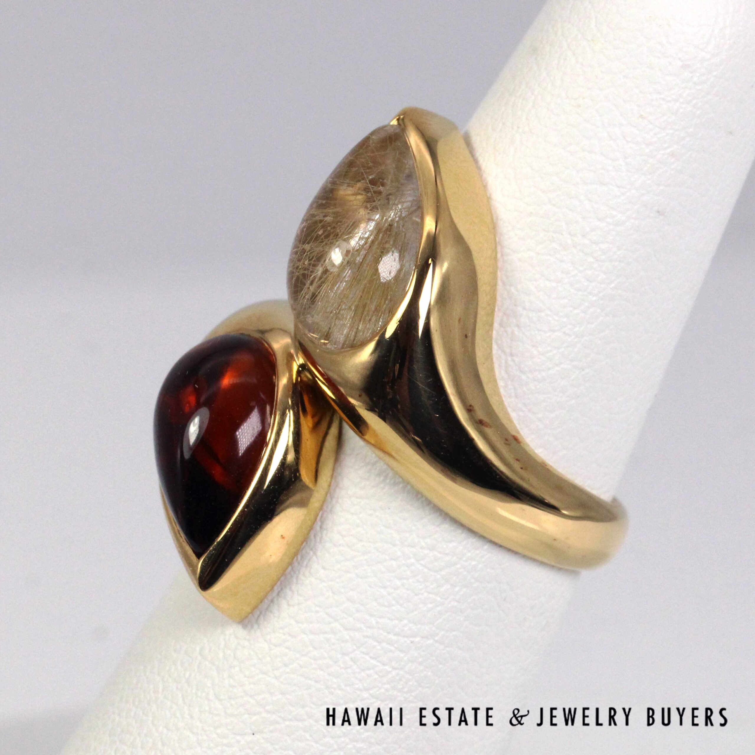 Bvlgari 5ctw Quartz & Madeira Vintage Moi Et Toi 20K Yellow Gold Ring Size 7.25 - Image 3