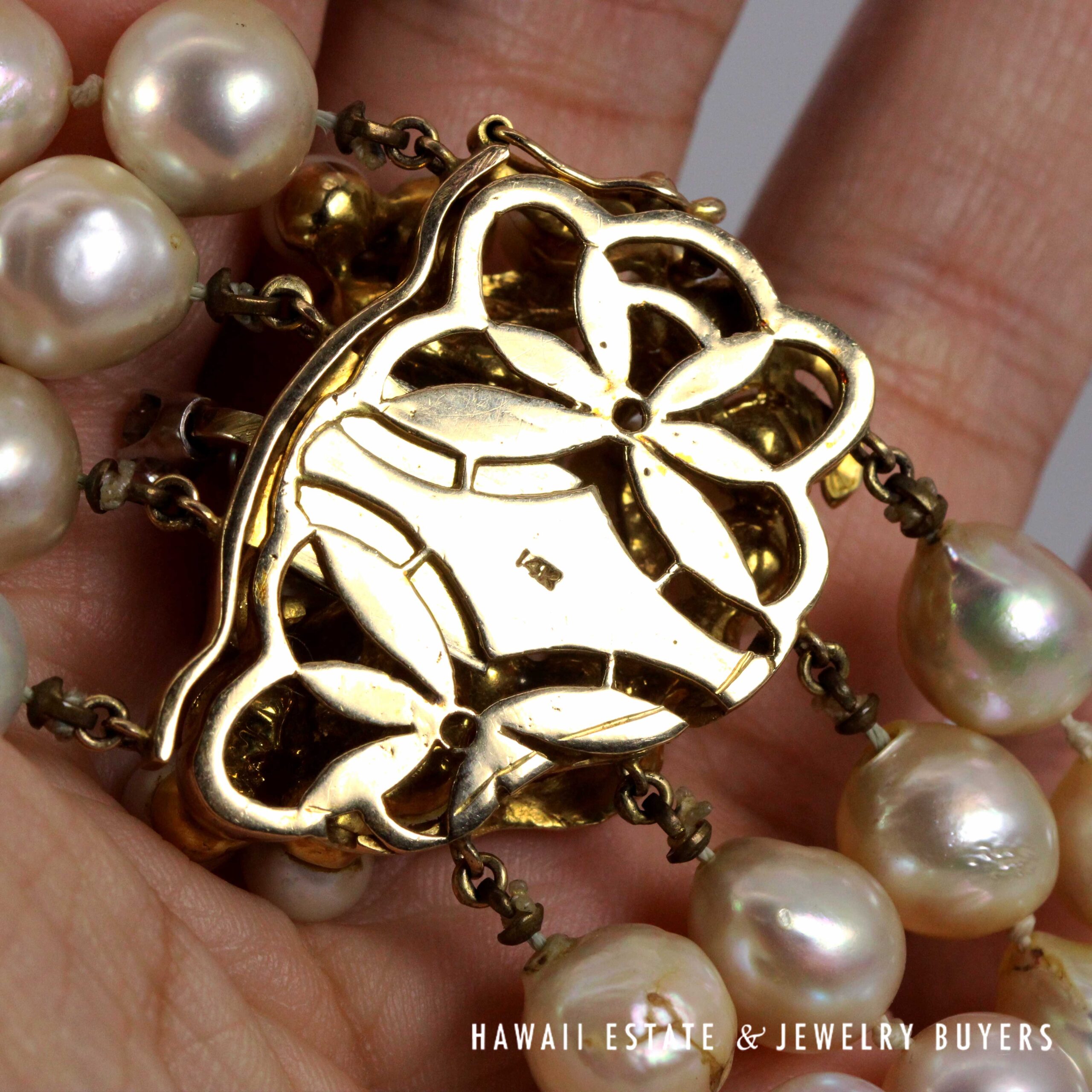 Baroque South Sea Pearl Necklace with Diamond 14K Yellow Gold Clasp 17" - Image 8