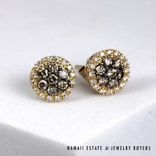 LeVian 0.50ctw Brown Chocolate & White Diamond 14K Yellow Gold Stud Earrings