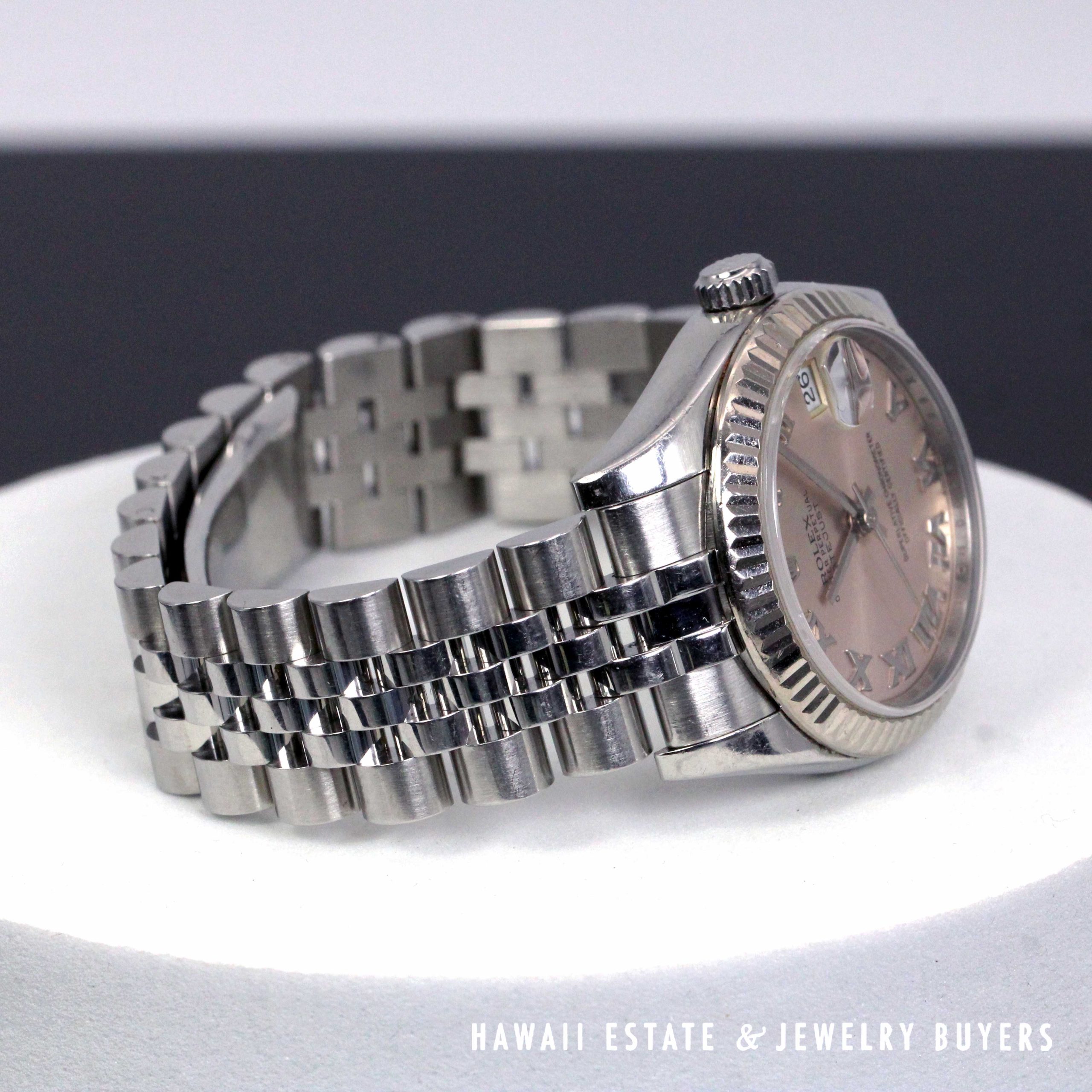 Rolex 31mm Salmon Dial Roman Numeral Jubilee Watch REF 178274 Stainless Steel Circa 2011-2019 With Box - Image 5