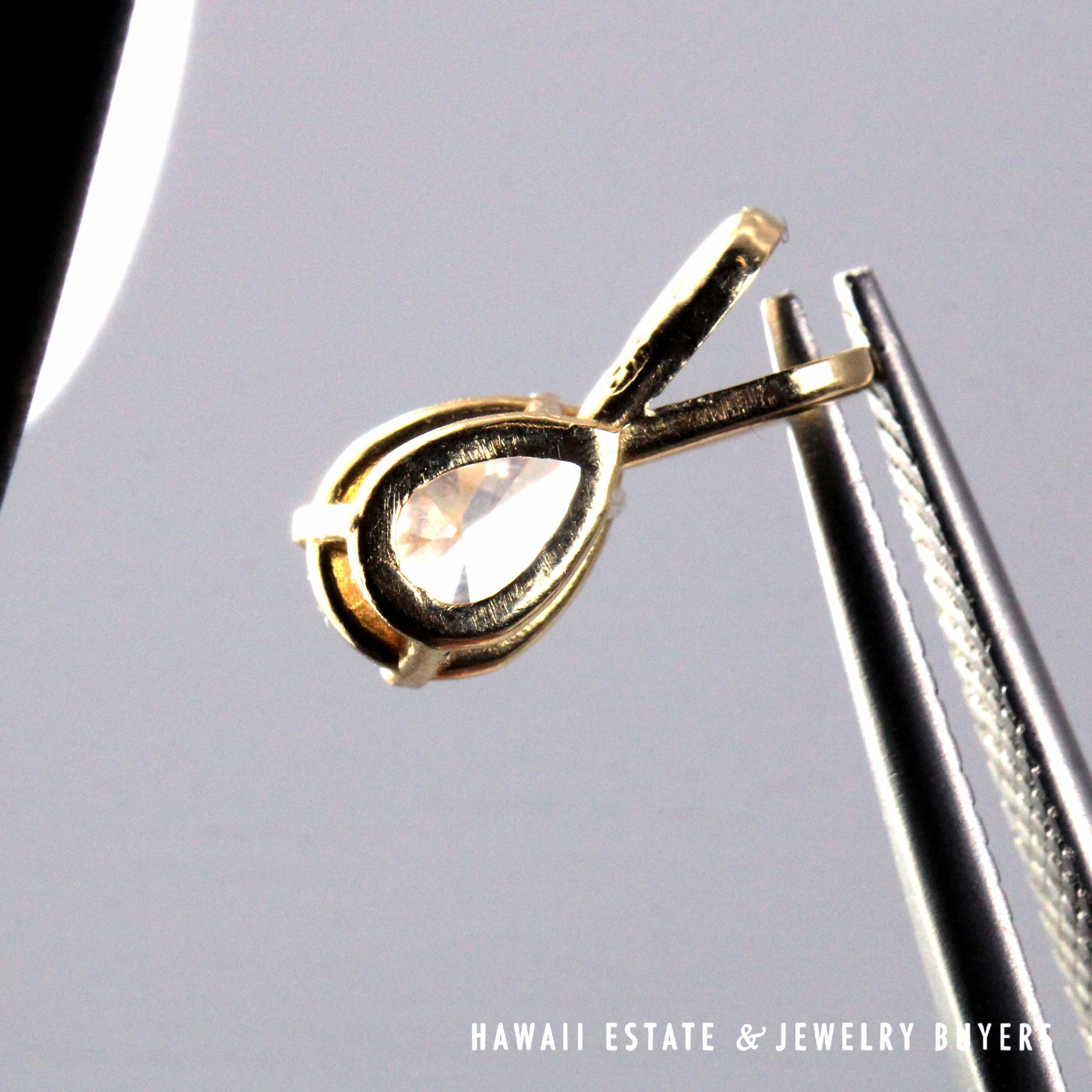 0.43ct Pear Shaped SI2/GH Diamond 14K Yellow Gold Pendant - Image 5