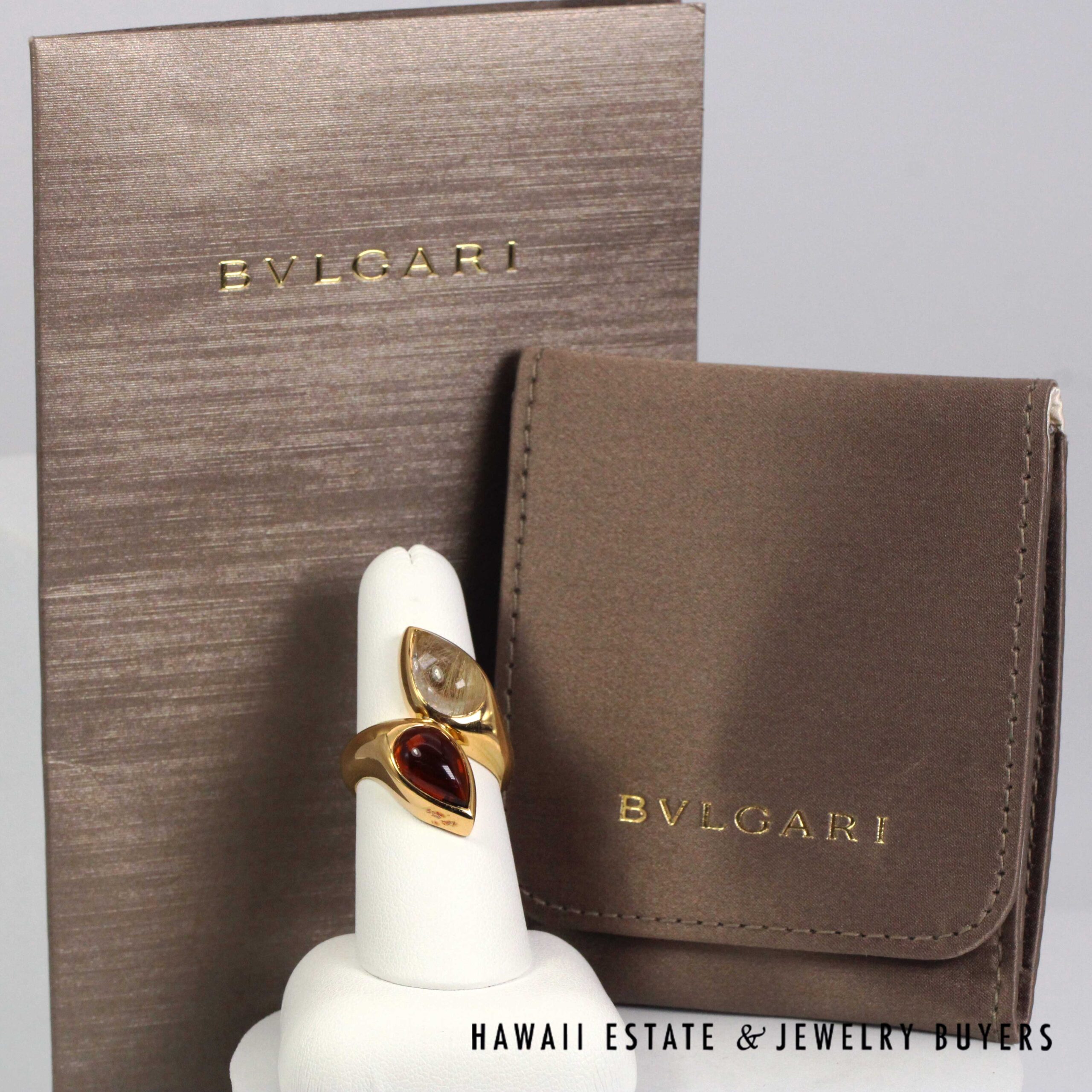Bvlgari 5ctw Quartz & Madeira Vintage Moi Et Toi 20K Yellow Gold Ring Size 7.25
