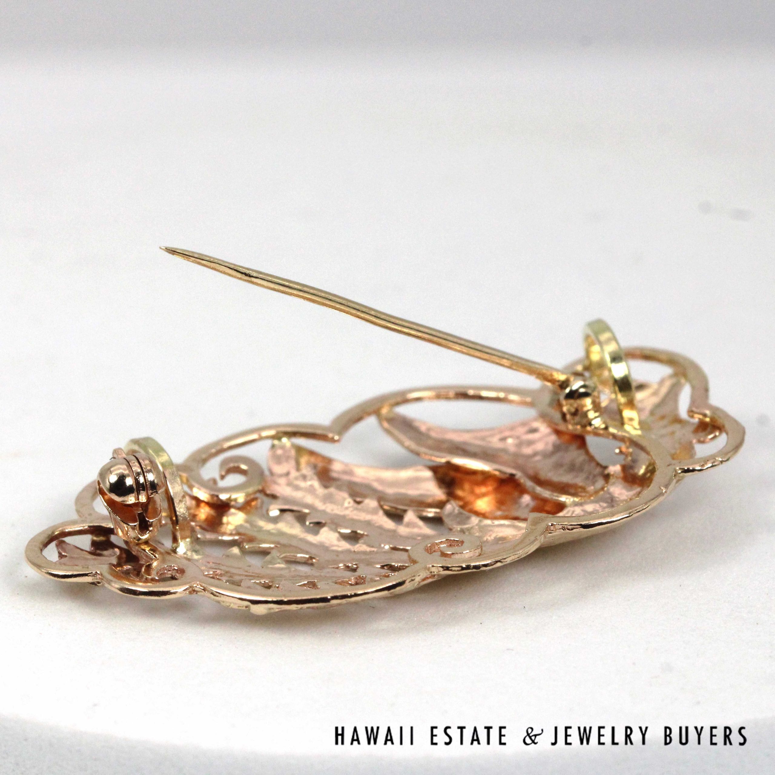 Ming's Hawaii Phoenix 14K Yellow Gold Brooch / Pendant - Image 6