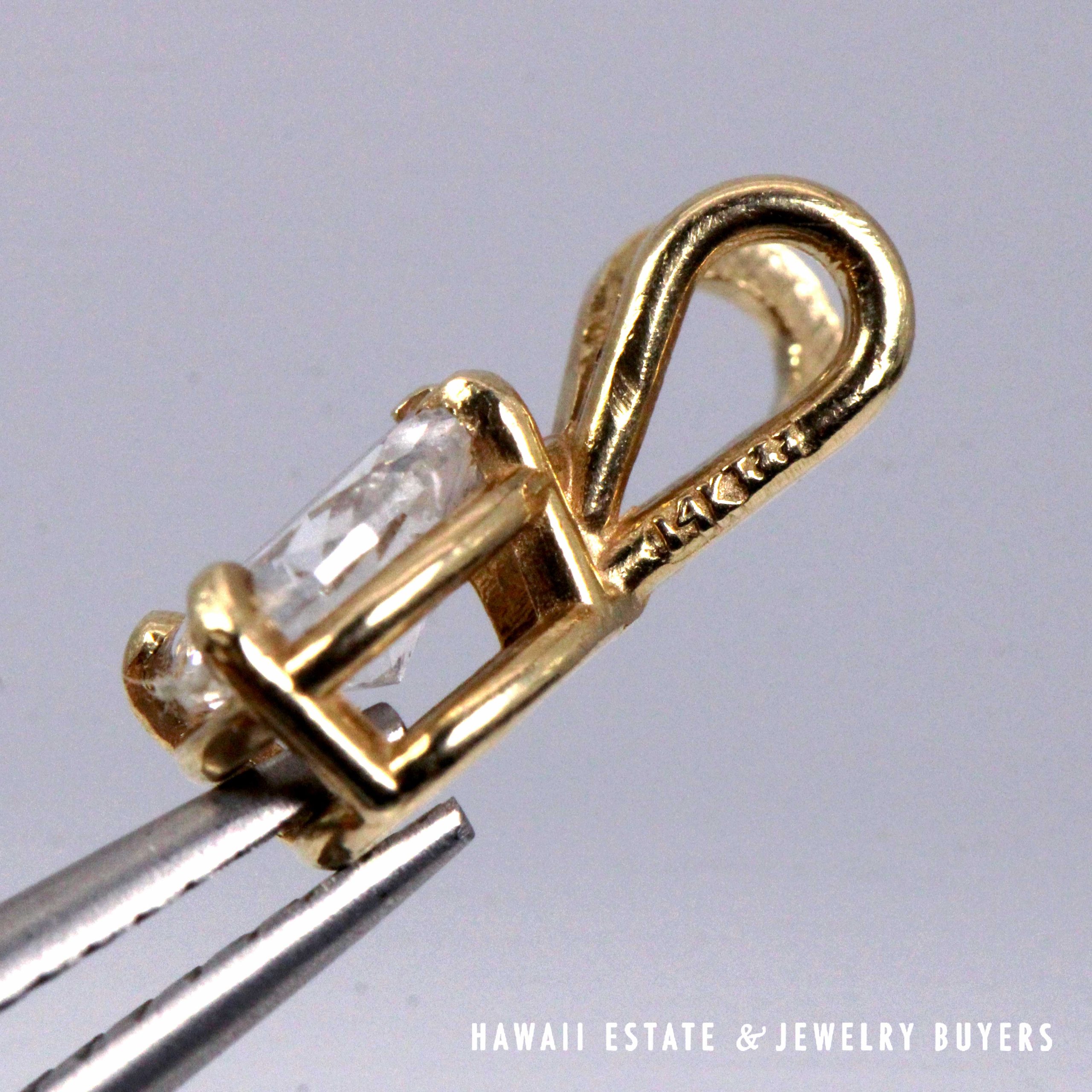 0.43ct Pear Shaped SI2/GH Diamond 14K Yellow Gold Pendant - Image 7