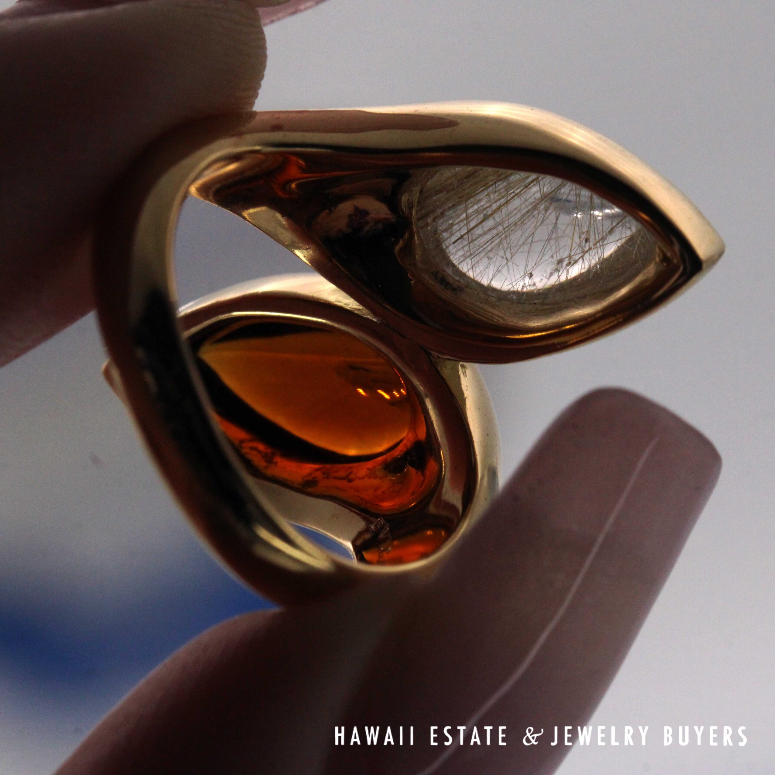 Bvlgari 5ctw Quartz & Madeira Vintage Moi Et Toi 20K Yellow Gold Ring Size 7.25 - Image 8