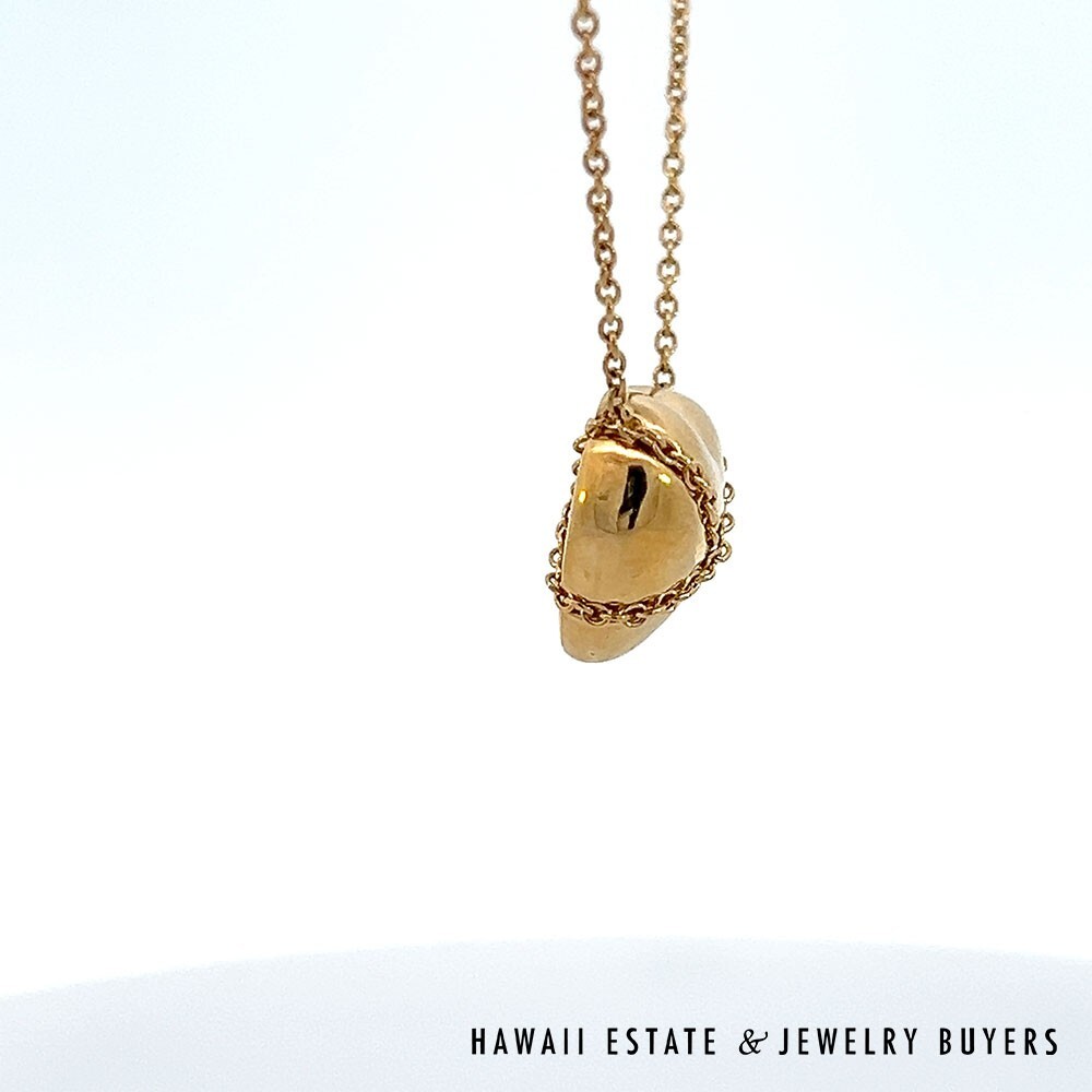Tiffany & Co 18K Yellow Gold Crossed Heart Necklace 18" with Pouch - Image 8