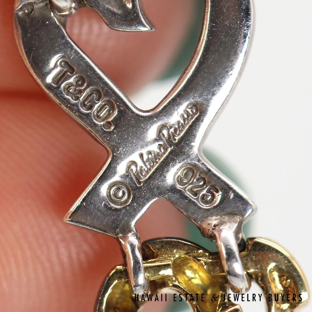 Tiffany & Co Paloma Picasso Loving Heart Bracelet 18K Gold 925 Silver Sz 7 - Image 7