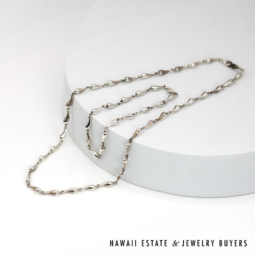 Tiffany & Co Elsa Peretti Silver Teardrop Necklace/Bracelet Set w/ Bag - Image 4