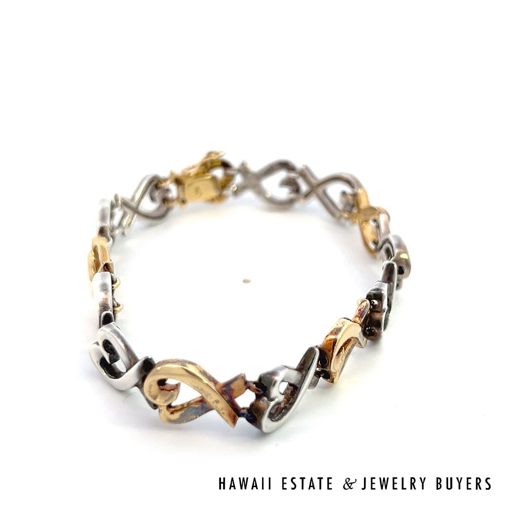 Tiffany & Co Paloma Picasso Loving Heart Bracelet 18K Gold 925 Silver Sz 7 - Image 8