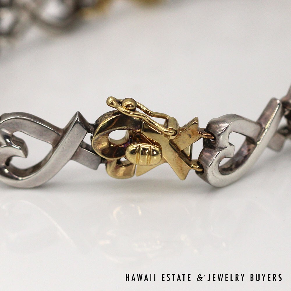 Tiffany & Co Paloma Picasso Loving Heart Bracelet 18K Gold 925 Silver Sz 7 - Image 4
