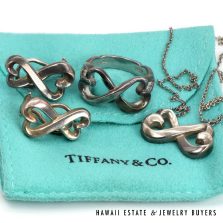 Tiffany & Co. Paloma Picasso Loving Heart Sterling Silver Necklace Earrings Ring Set Size 6.5