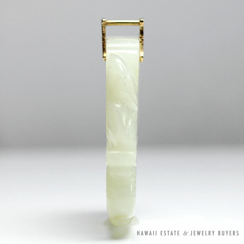 GIA Certified Nephirte Jade White Buddha Hand Guava Yellow Gold Chinese Pendant - Image 8