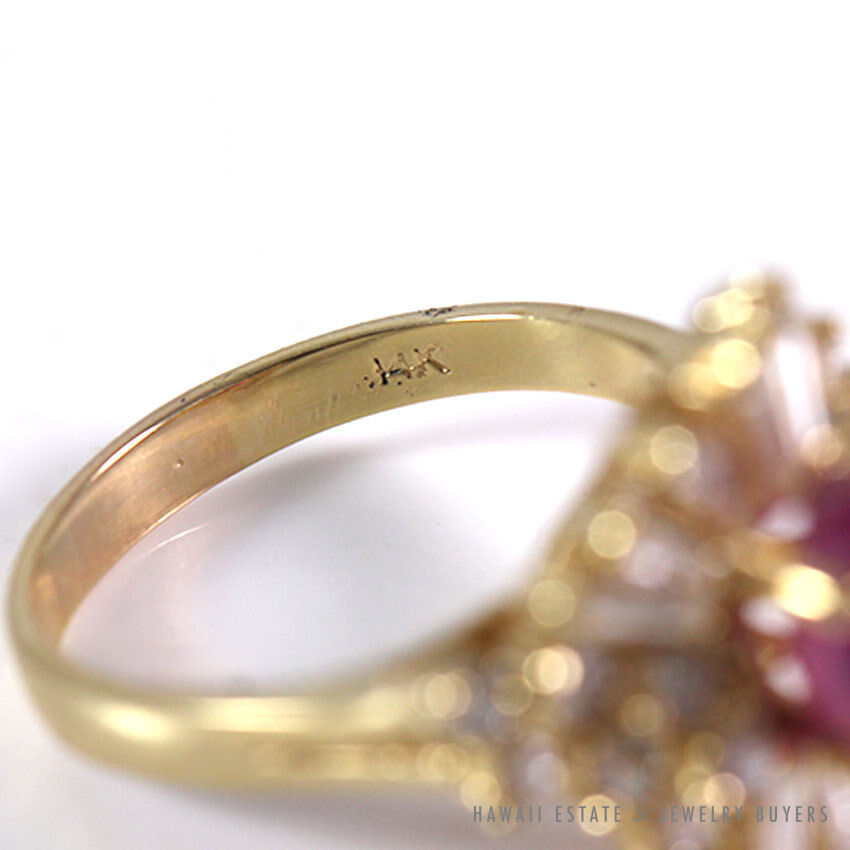 Natural Unheated Star Ruby & Diamond Ballerina Ring in 14K Yellow Gold Size 8.5 - Image 6