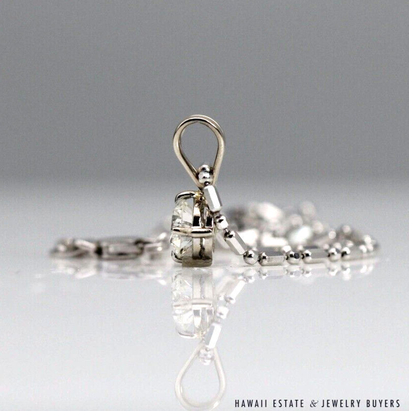 4.2g 14KWG 0.72ct I1/HI DIAMOND PENDANT ON 16" 1.3mm BEAD & BAR CHAIN - Image 5