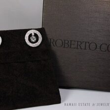 Roberto Coin Cento Baby O Diamond 18K White Gold Earrings with Box