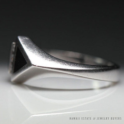 Bernard K. Passman Black Coral & Diamond Arrow 18K White Gold Ring Size 6.25 - Image 4