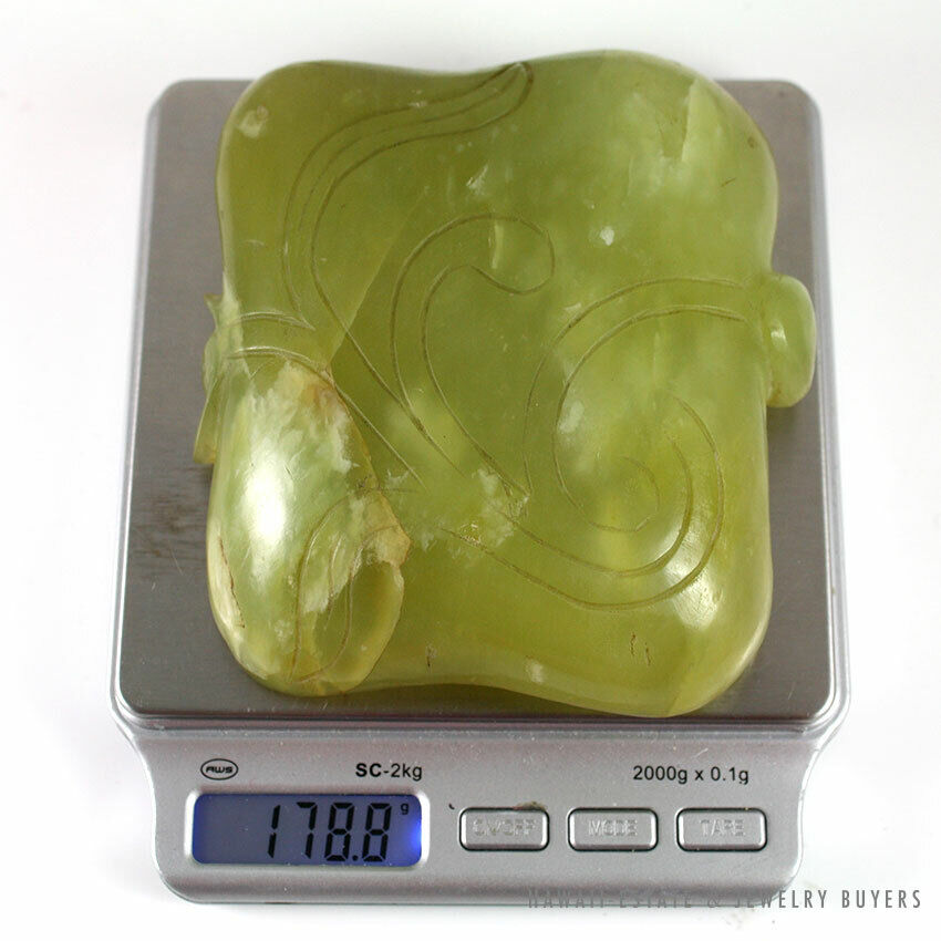 Chinese Carved Green Jade Leaf-Form Brush Washer Bowl - Image 11