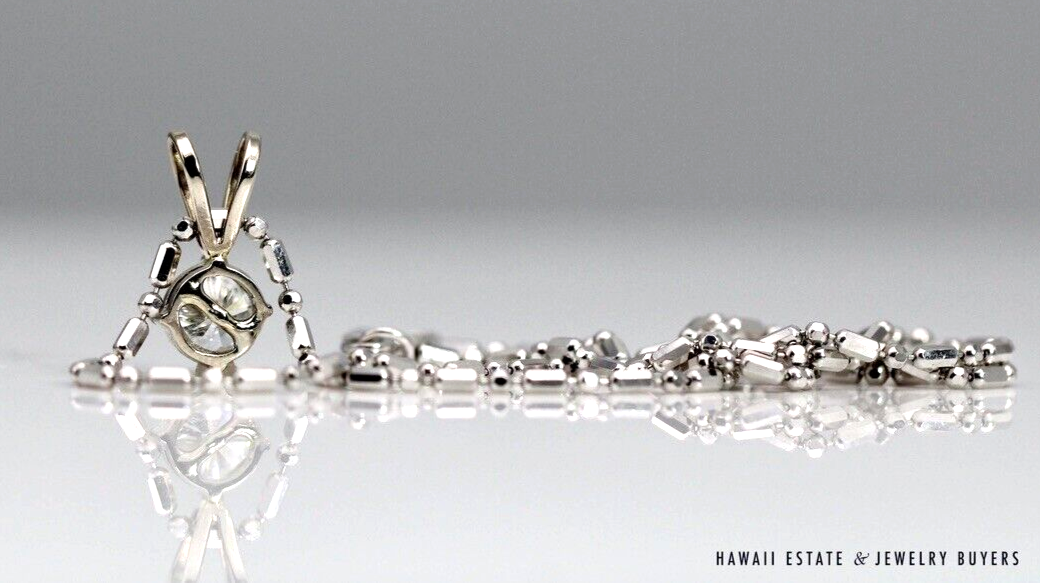 4.2g 14KWG 0.72ct I1/HI DIAMOND PENDANT ON 16" 1.3mm BEAD & BAR CHAIN - Image 4