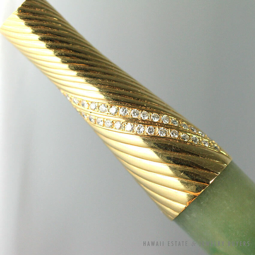 Vintage Jade 1ctw Natural Diamond 18K Yellow Gold Cigarette Holder - Image 8