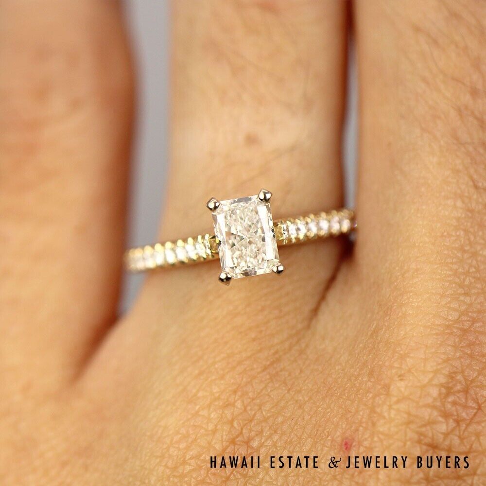 GIA 0.90CT Radiant Diamond 14K Yellow Gold Engagement Ring Size 6 - Image 9