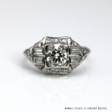 Vintage 3.1g Platinum 0.96ctw Diamond Filigree Ring Size 4.5