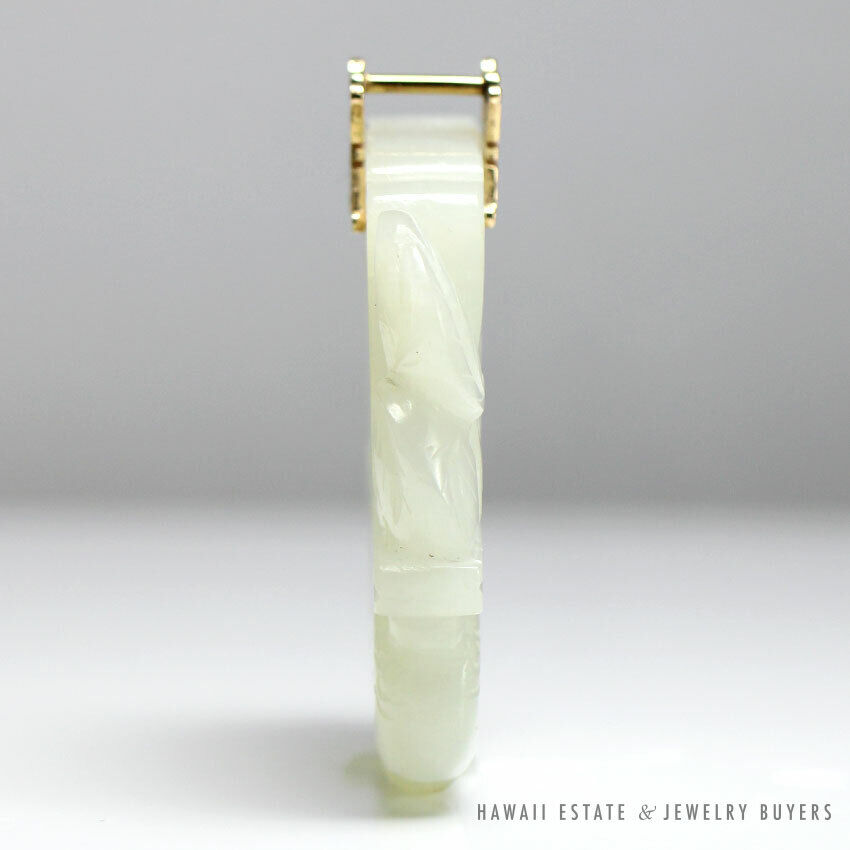 GIA Certified Nephirte Jade White Buddha Hand Guava Yellow Gold Chinese Pendant - Image 7