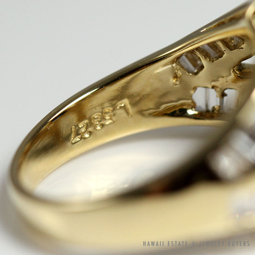 Le Vian Oval Blue Sapphire Baguette Diamond 18K Yellow Gold Ring Size 6.5 - Image 5