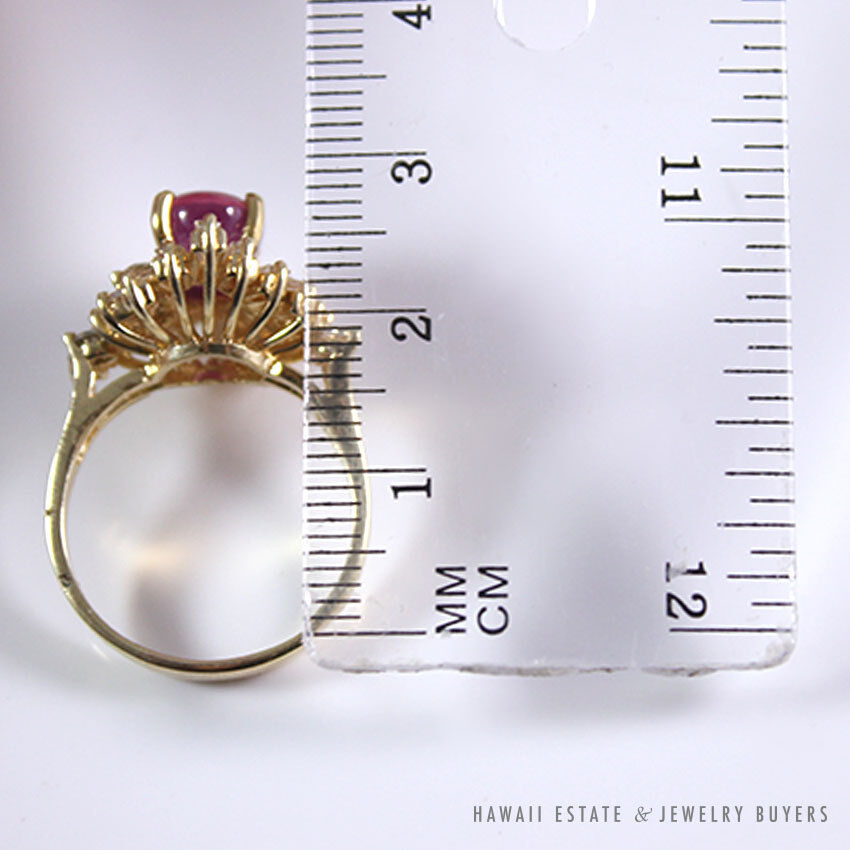 Natural Unheated Star Ruby & Diamond Ballerina Ring in 14K Yellow Gold Size 8.5 - Image 10
