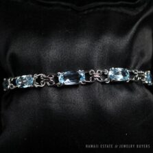 AQUAMARINE 18K WHITE GOLD TENNIS BRACELET 6.5"