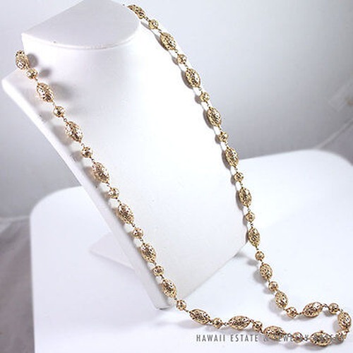RARE MING'S HAWAII 2PC 14K YELLOW GOLD OVAL AND BALL NECKLACE W/ RECEIPT - Image 7