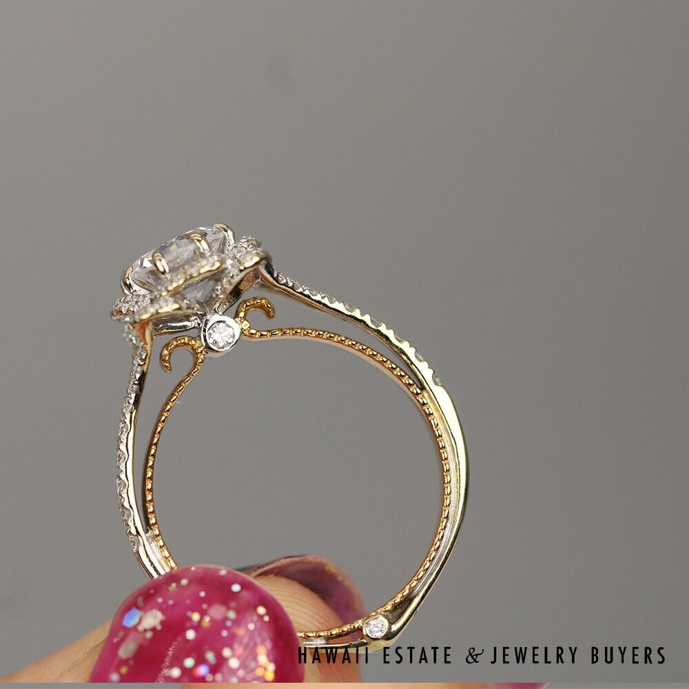 Verragio 18K White Rose Gold Diamond Semi Mount Wedding Set Size 6.25 with Box - Image 7