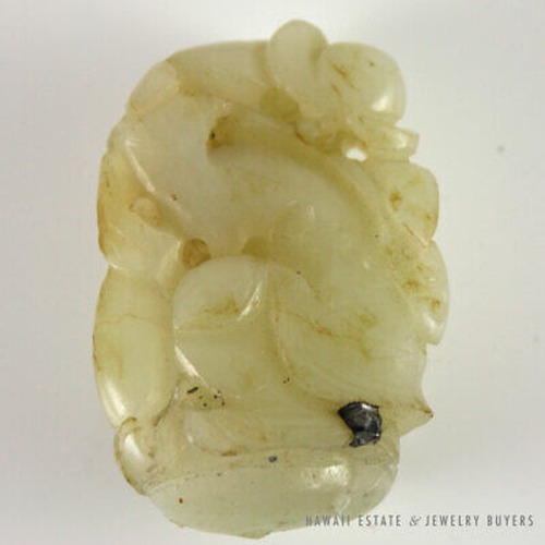 Chinese Carved Pale Mutton Fat Jade Seated Male Figure Statue Carving - Image 4