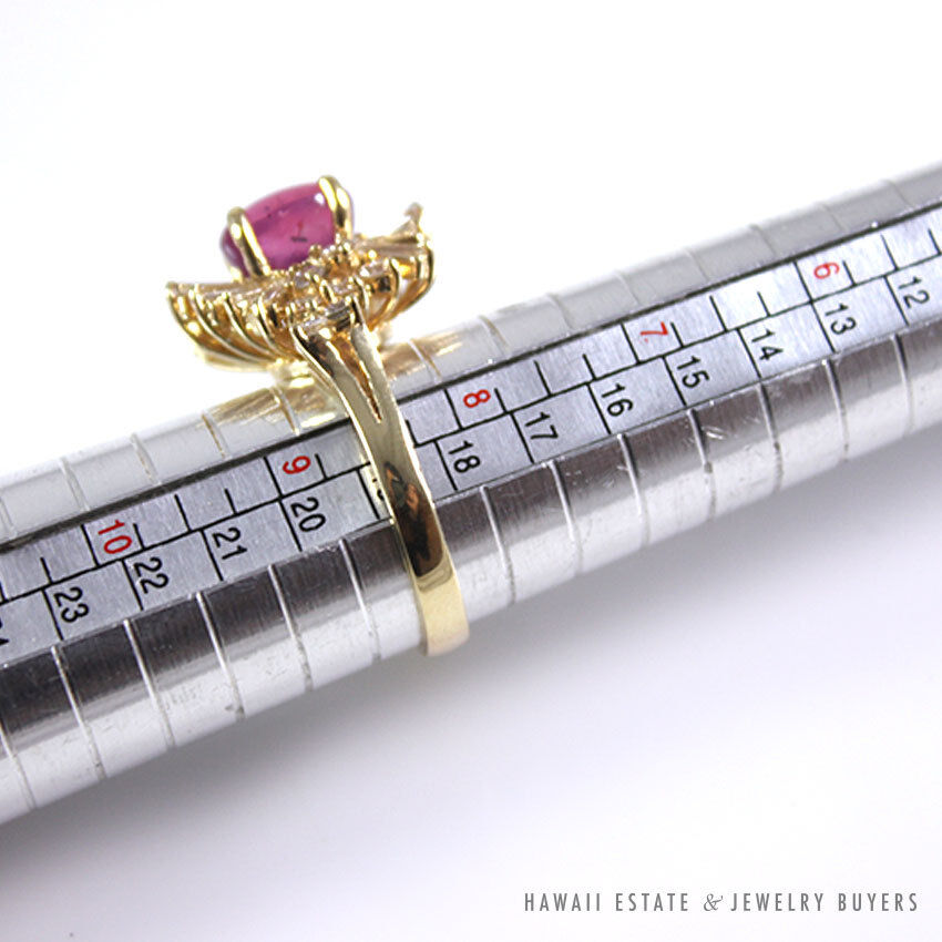 Natural Unheated Star Ruby & Diamond Ballerina Ring in 14K Yellow Gold Size 8.5 - Image 9