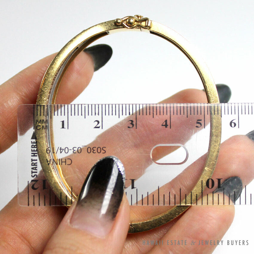 Natural Sapphire & Diamond 14K Yellow Gold & Platinum Hinged Bangle - Image 9