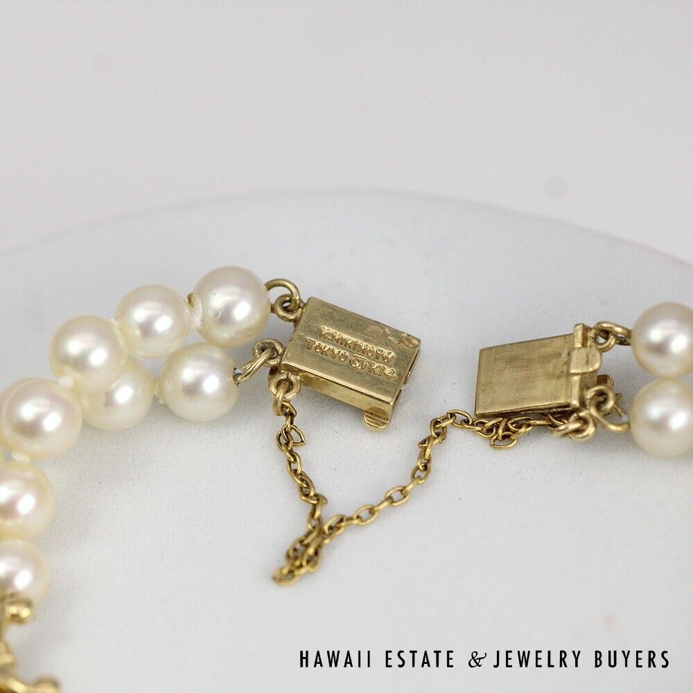 Mikimoto White Cultured Pearl Double Strand Bracelet Size 6.5 - Image 2
