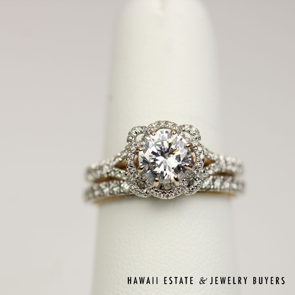 Verragio 18K White Rose Gold Diamond Semi Mount Wedding Set Size 6.25 with Box - Image 3