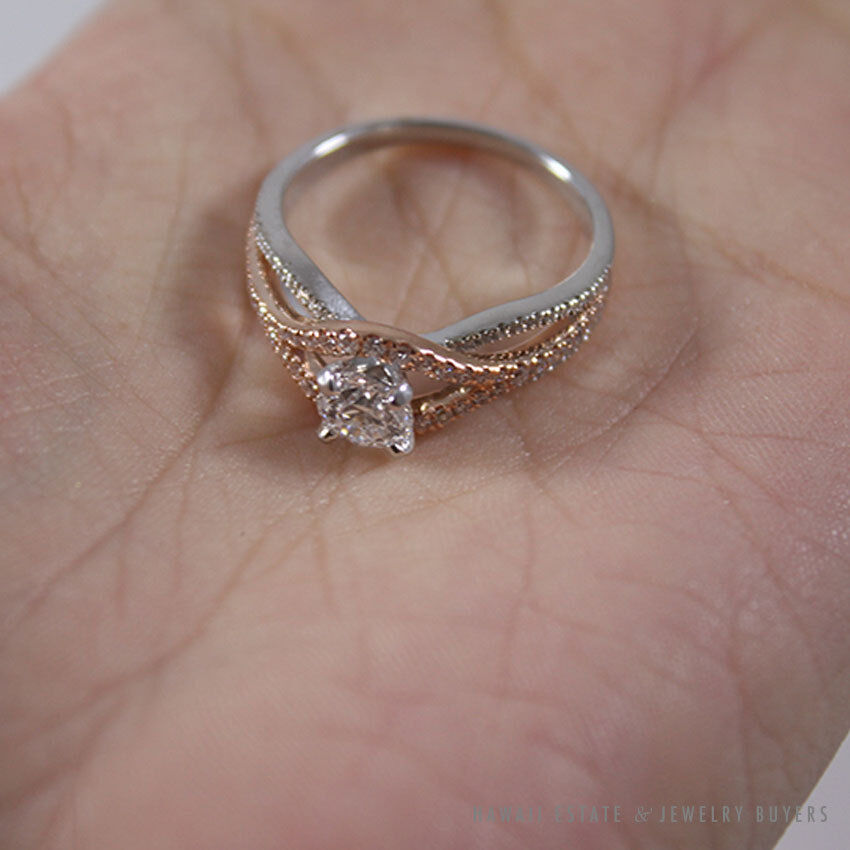 Scott Kay Two-Tone White & Rose Gold 14K & 18K Diamond Engagement Ring Size 8.5 - Image 7