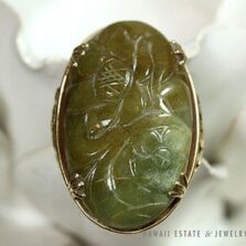 Ming's Hawaii Bi-Color Jade Flower Ring